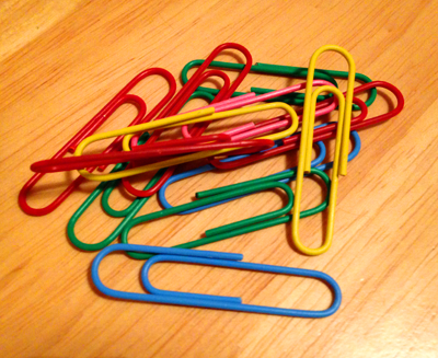 Colourful paperclips